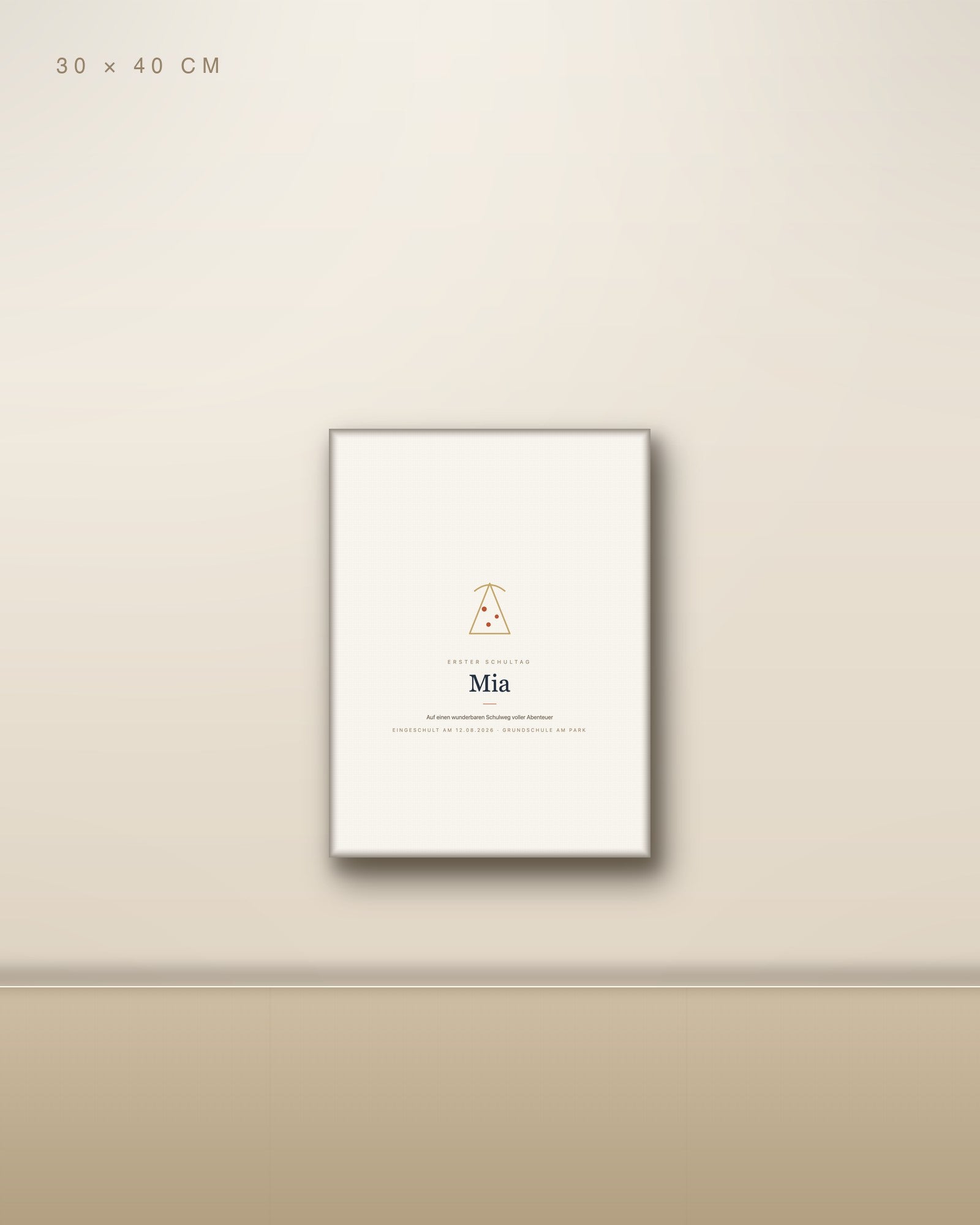 Personalisiertes Einschulungsposter mit Schultüte 30 × 40 cm als Leinwand mit Keilrahmen an Wohnzimmerwand