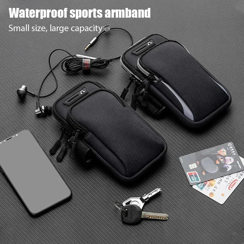 Gexit Sport-Armband schwarz, Detailansicht mit Reißverschlussfach und Kabelführung
