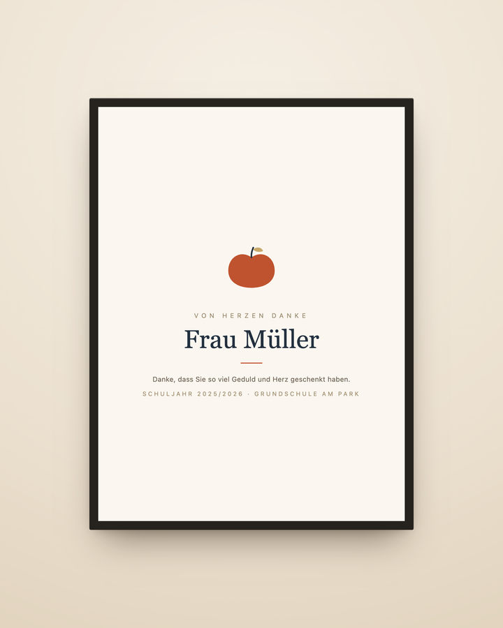 Personalisiertes Lehrer-Poster mit Apfel