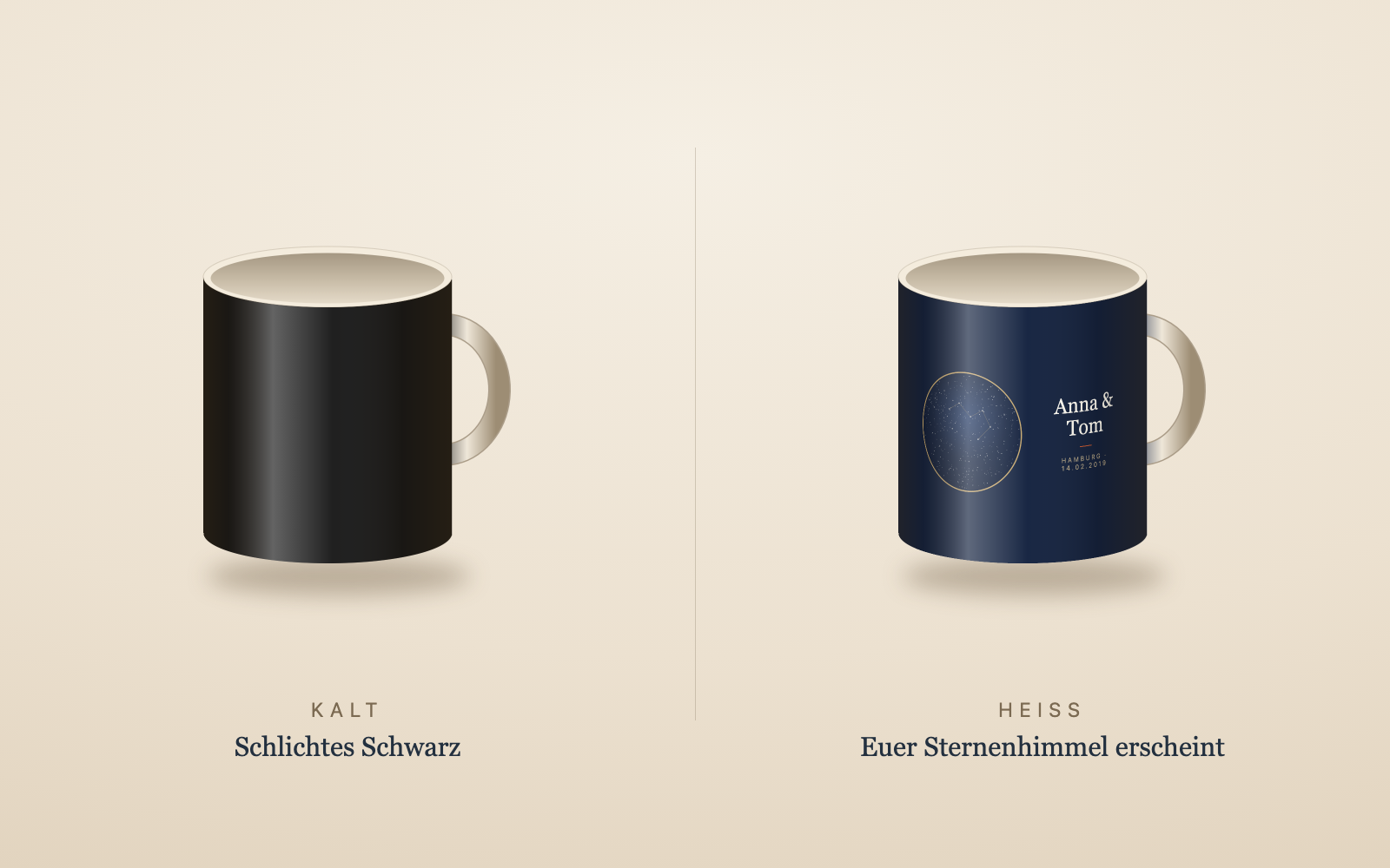 Magic Mug: kalt schwarz, heiß erscheint der Sternenhimmel