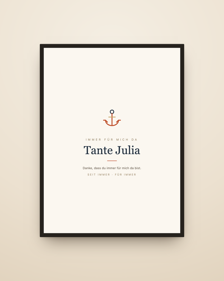 Personalisiertes Tante-Onkel-Poster mit Anker-Motiv