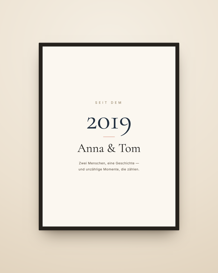 Personalisiertes Typo-Poster mit Namen, Jahr und Wunschtext